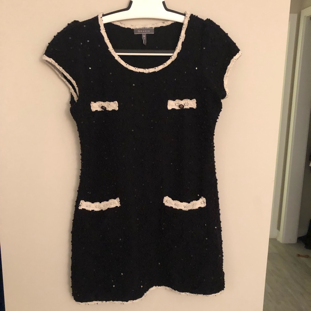 Black and White Sequin Mini Dress Size Medium